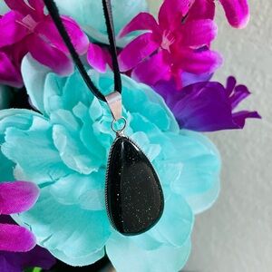 Green Goldstone Crystal Gemstone Pendant Charm Necklace